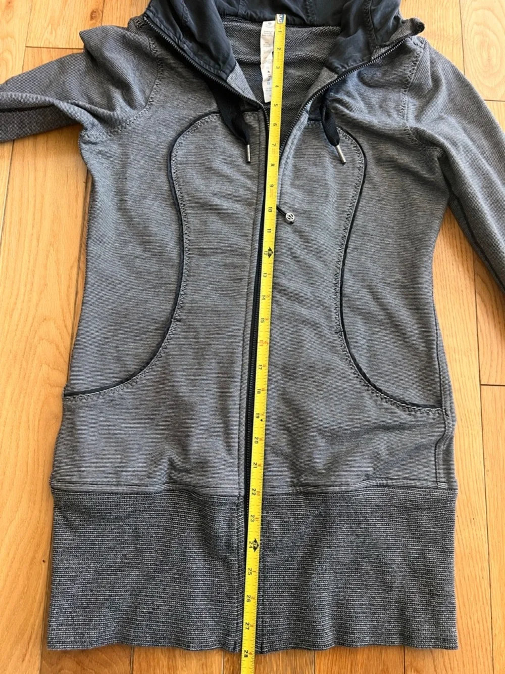 Lululemon Live Simply Jacket White Black Microstripe Full Zip Hooded Womens Sz 6